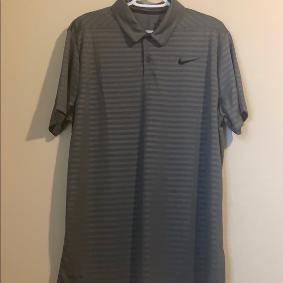 Men’s Nike Dri-Fit Polo Shirt Gray striped - Picture 1 of 7